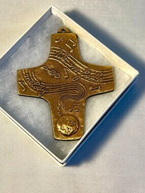 We Are God's Melody Bronze Cross Ornament Nr.154 Made in Germany - B4